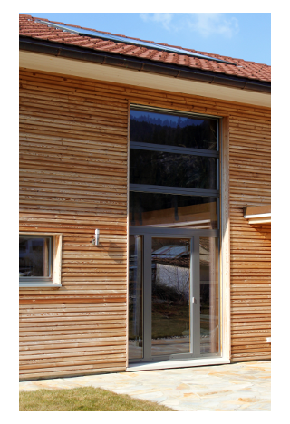 photo porte vitrée et paroie en bois